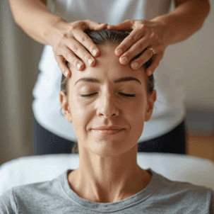 Gentle craniosacral fascial therapy session with an infant at Advanced Therapy & Wellness Center